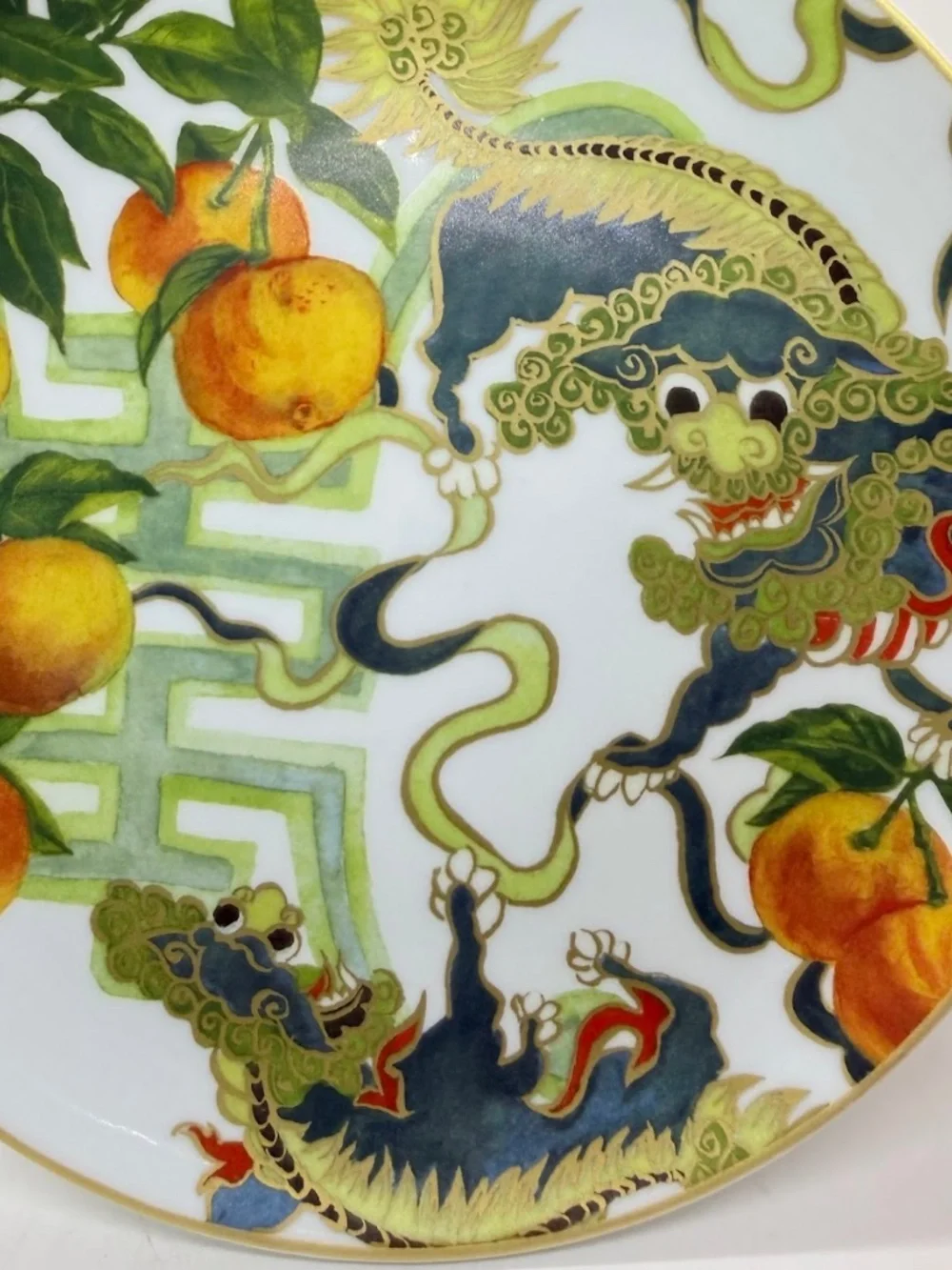Williams Sonoma Lunar New Year New Moon Salad Plate Mandarin Foo Dog 8.5